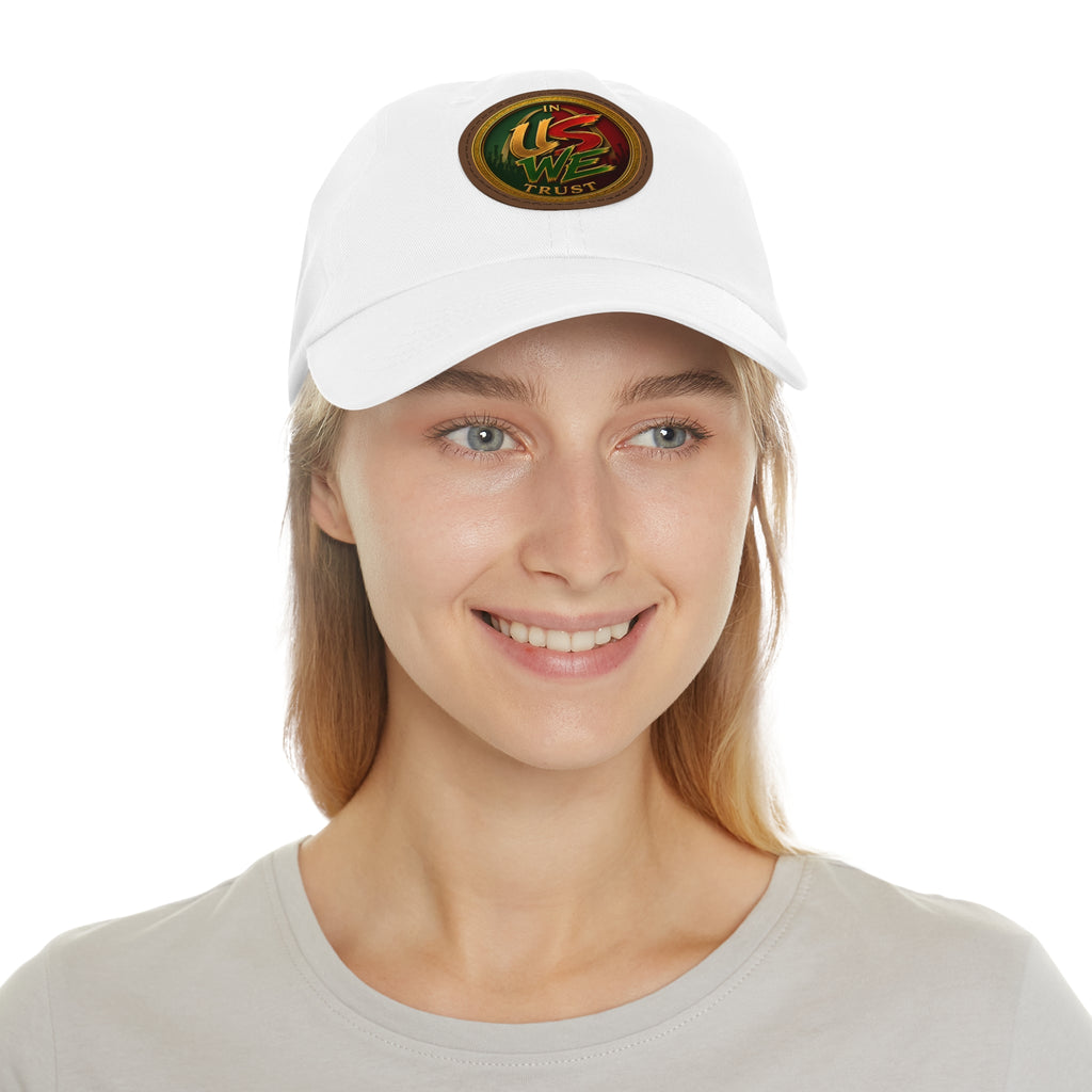 USWE Leather Patch Dad Hat — Vintage Gold Emblem Baseball Cap
