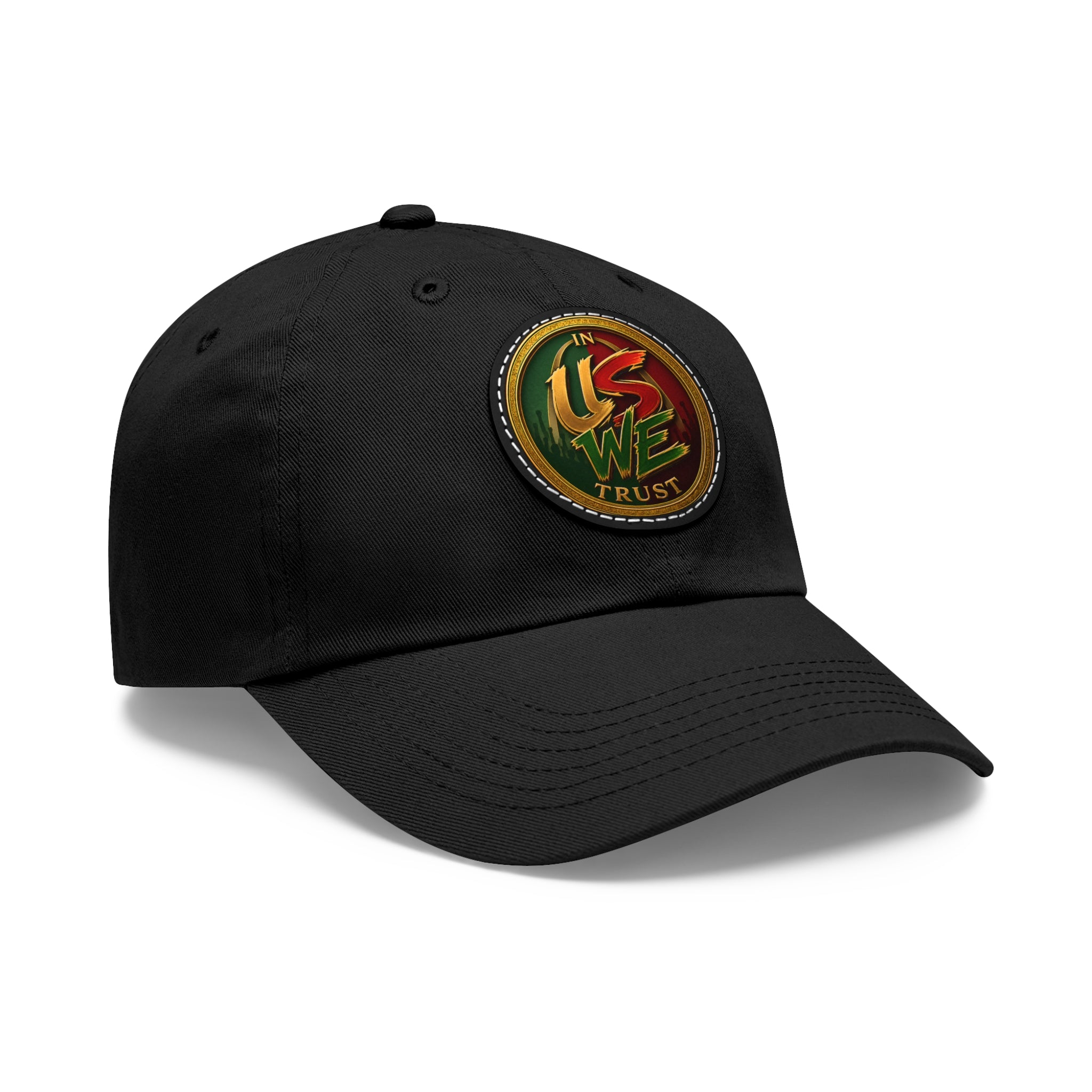 USWE Leather Patch Dad Hat — Vintage Gold Emblem Baseball Cap