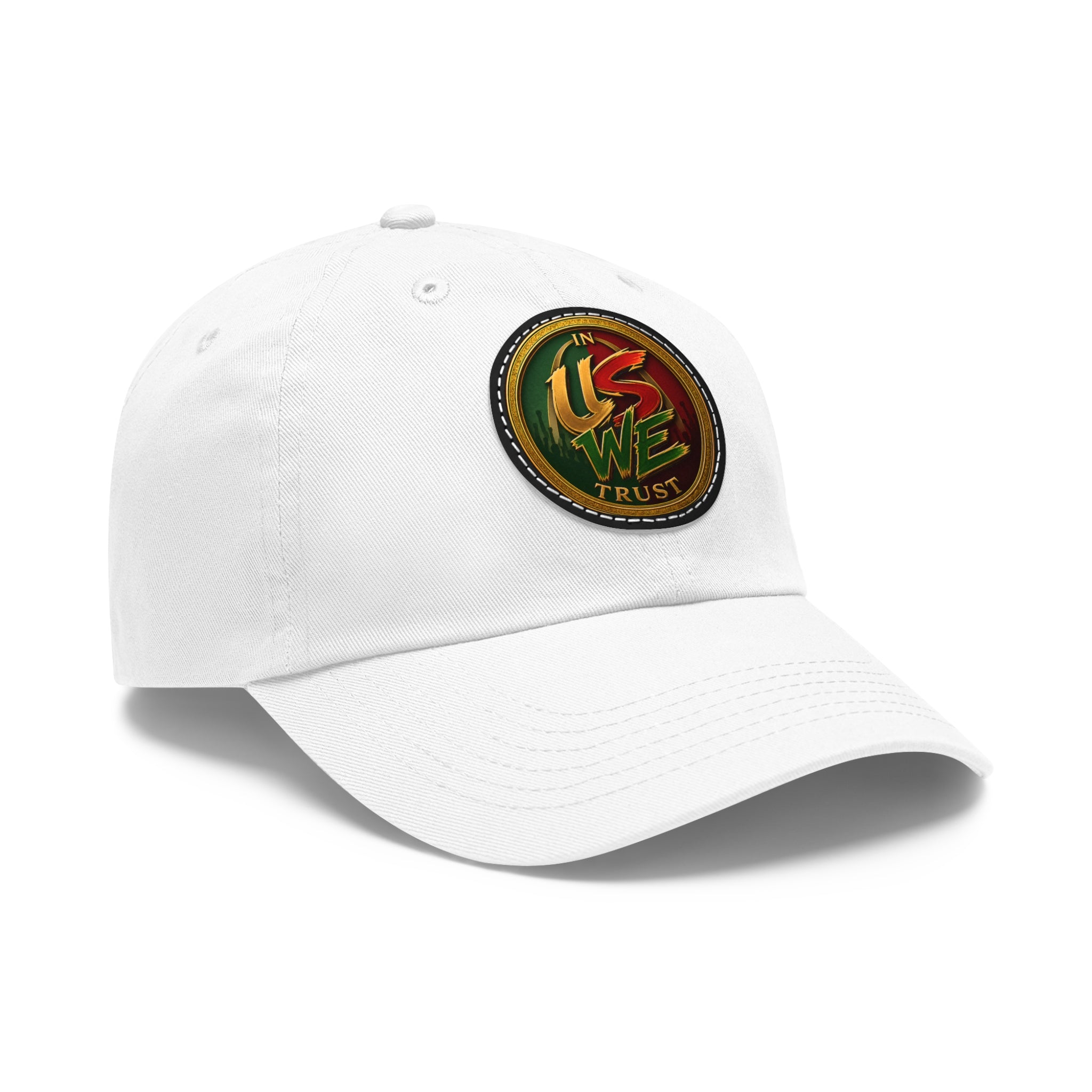 USWE Leather Patch Dad Hat — Vintage Gold Emblem Baseball Cap