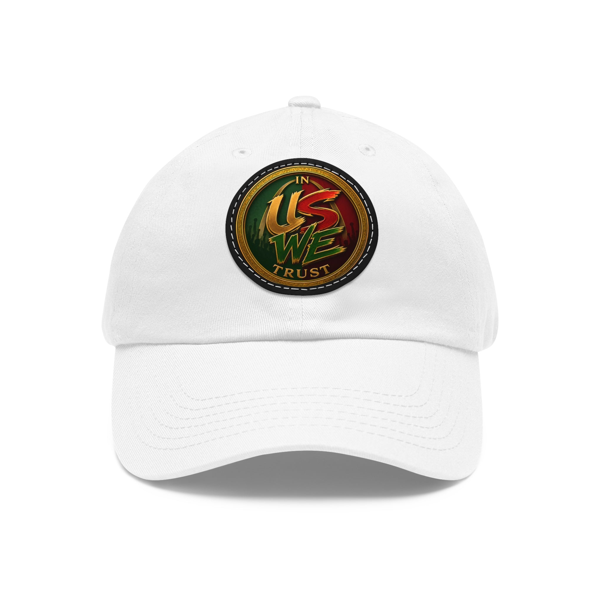 USWE Leather Patch Dad Hat — Vintage Gold Emblem Baseball Cap