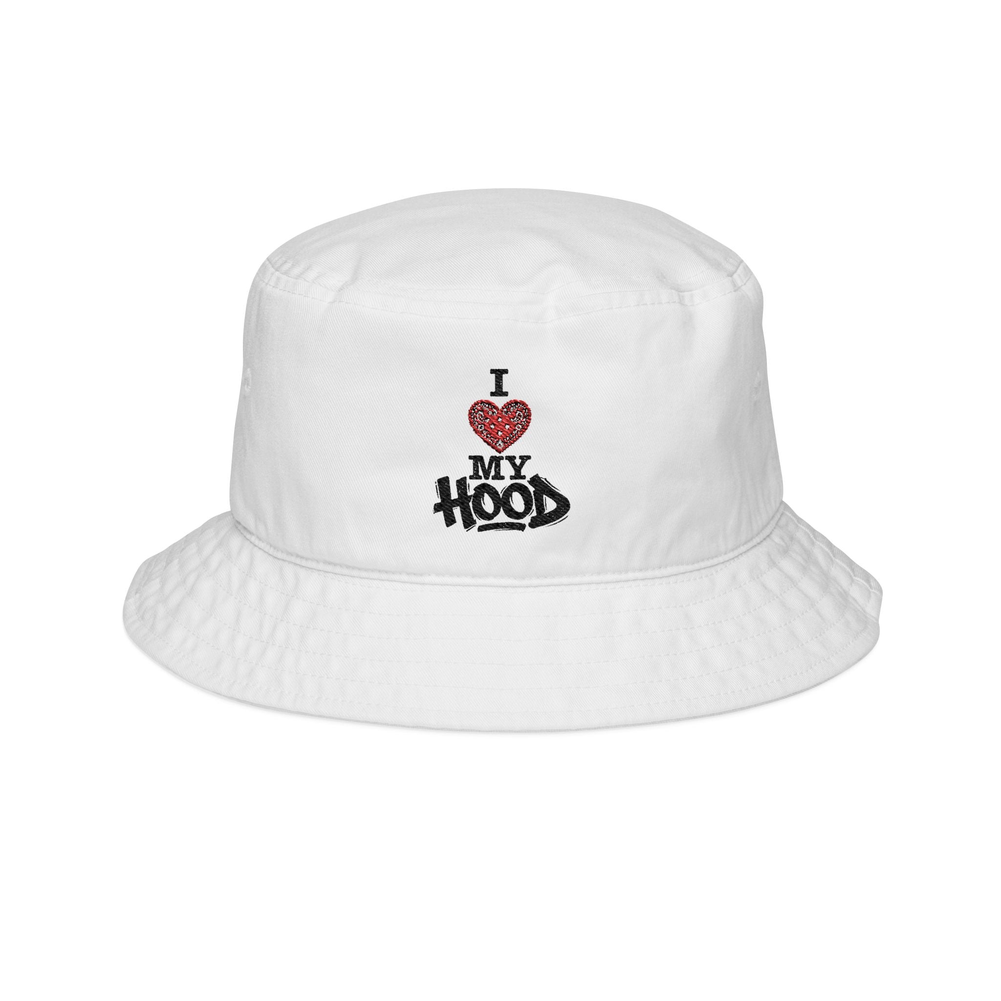 I Love My Hood Embroidered Bucket Hat