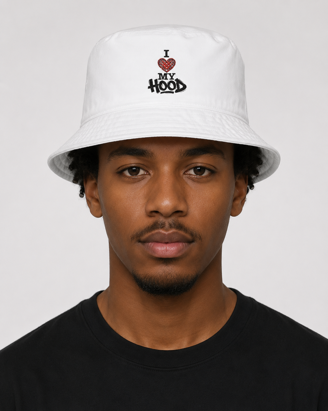 I Love My Hood Embroidered Bucket Hat