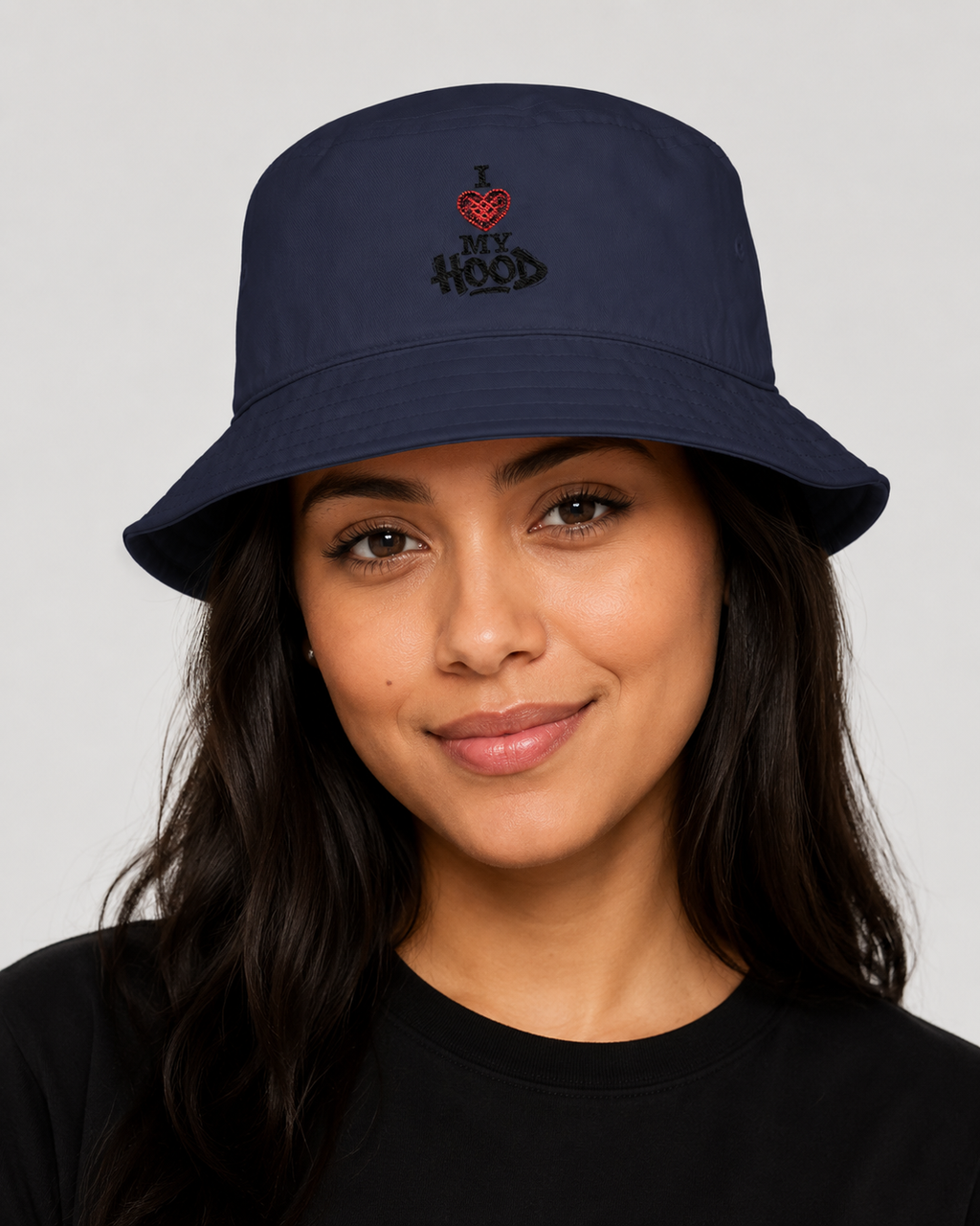 I Love My Hood Embroidered Bucket Hat