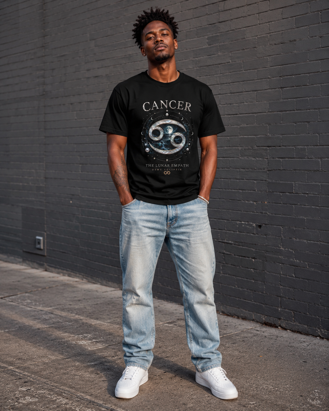 King Cancer The Protector USWE Ecliptok T-Shirt — Cancer Constellation Moon Crab Astrology Tee