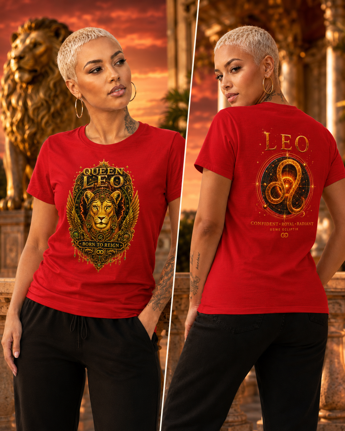 Queen Leo Born To Reign T‑Shirt USWE Ecliptik (Confident • Regal • Radiant)