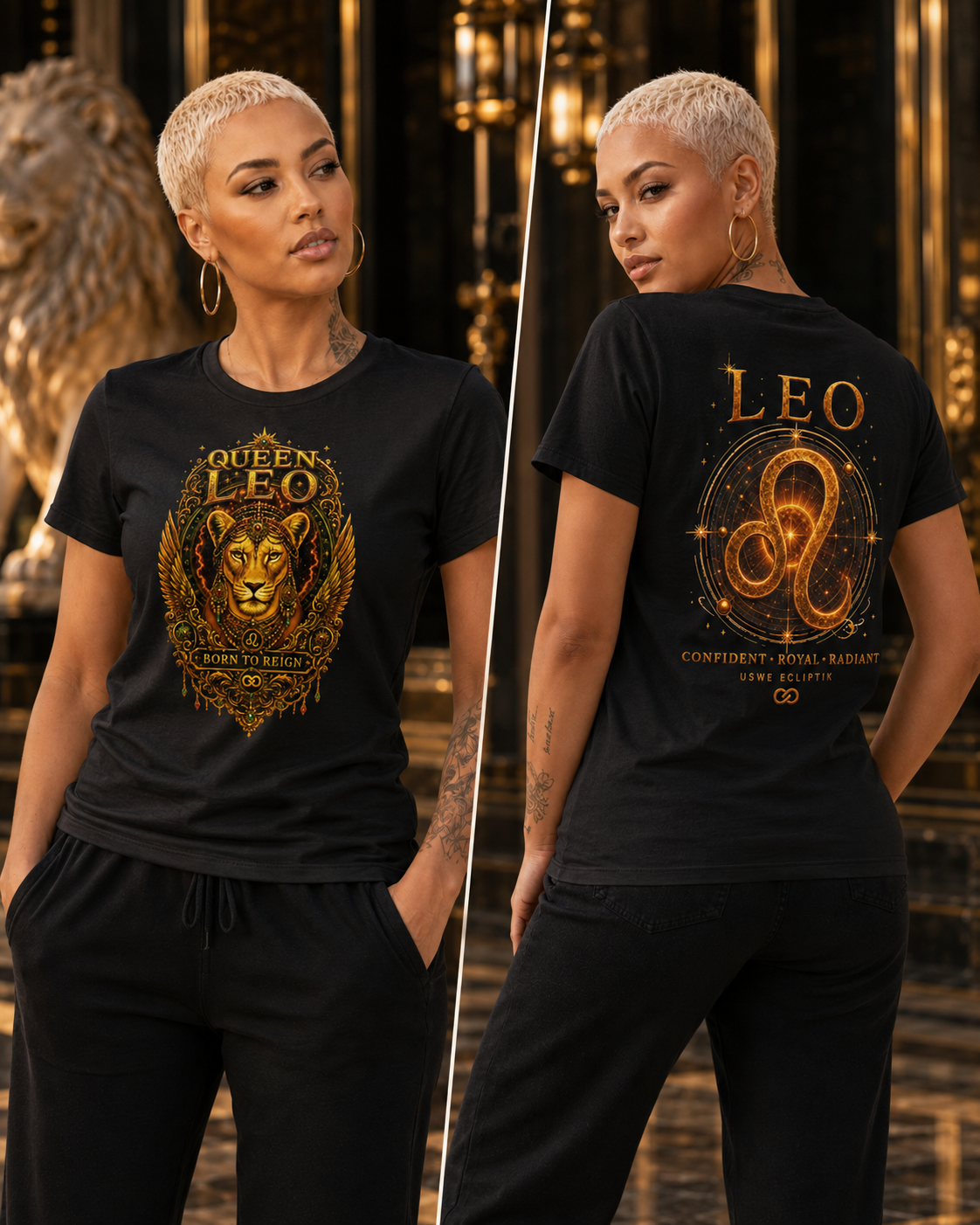 Queen Leo Born To Reign T‑Shirt USWE Ecliptik (Confident • Regal • Radiant)