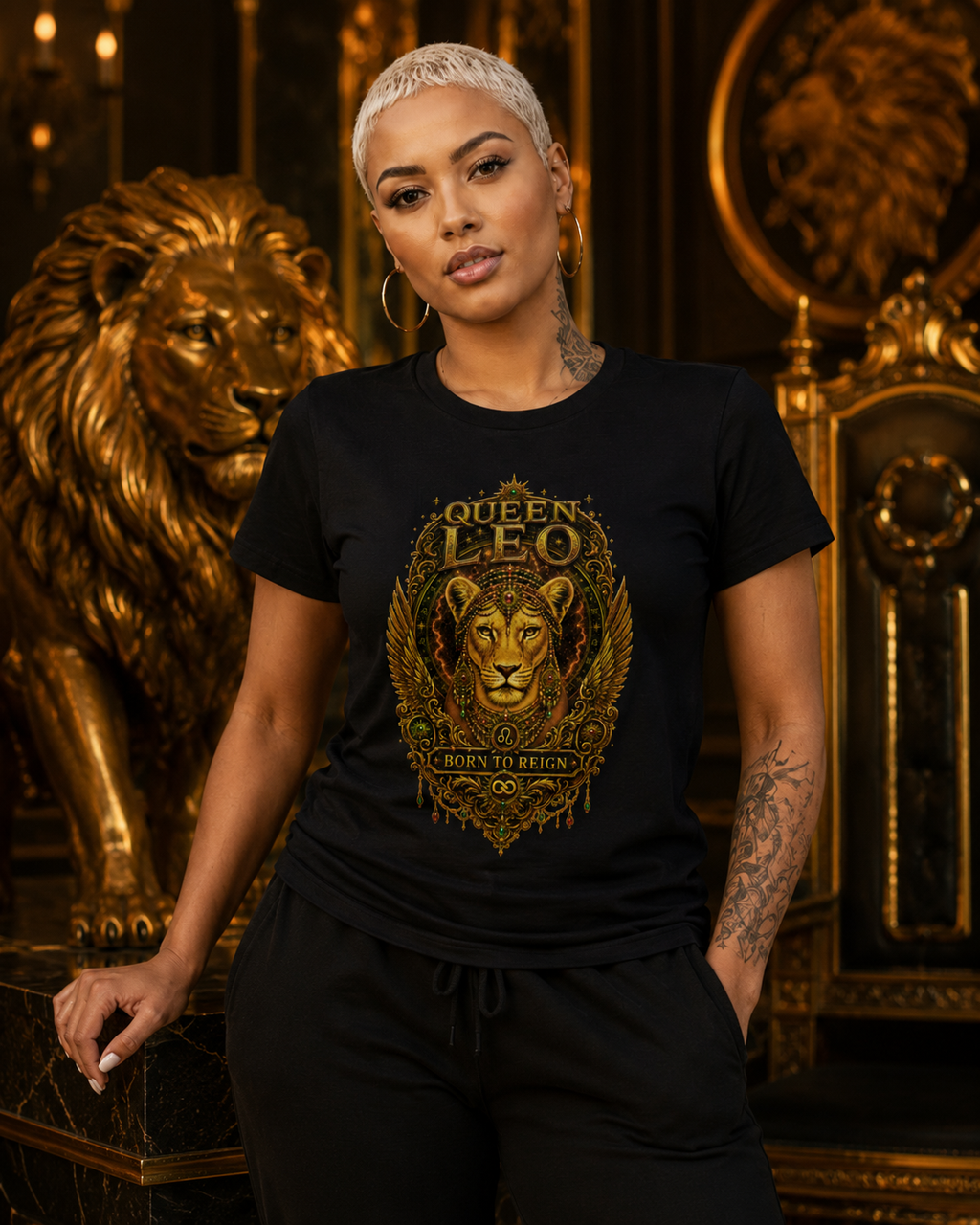 Queen Leo Born To Reign T‑Shirt USWE Ecliptik (Confident • Regal • Radiant)