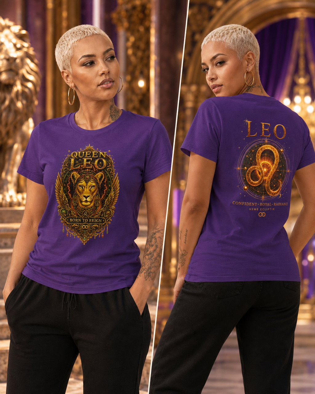 Queen Leo Born To Reign T‑Shirt USWE Ecliptik (Confident • Regal • Radiant)