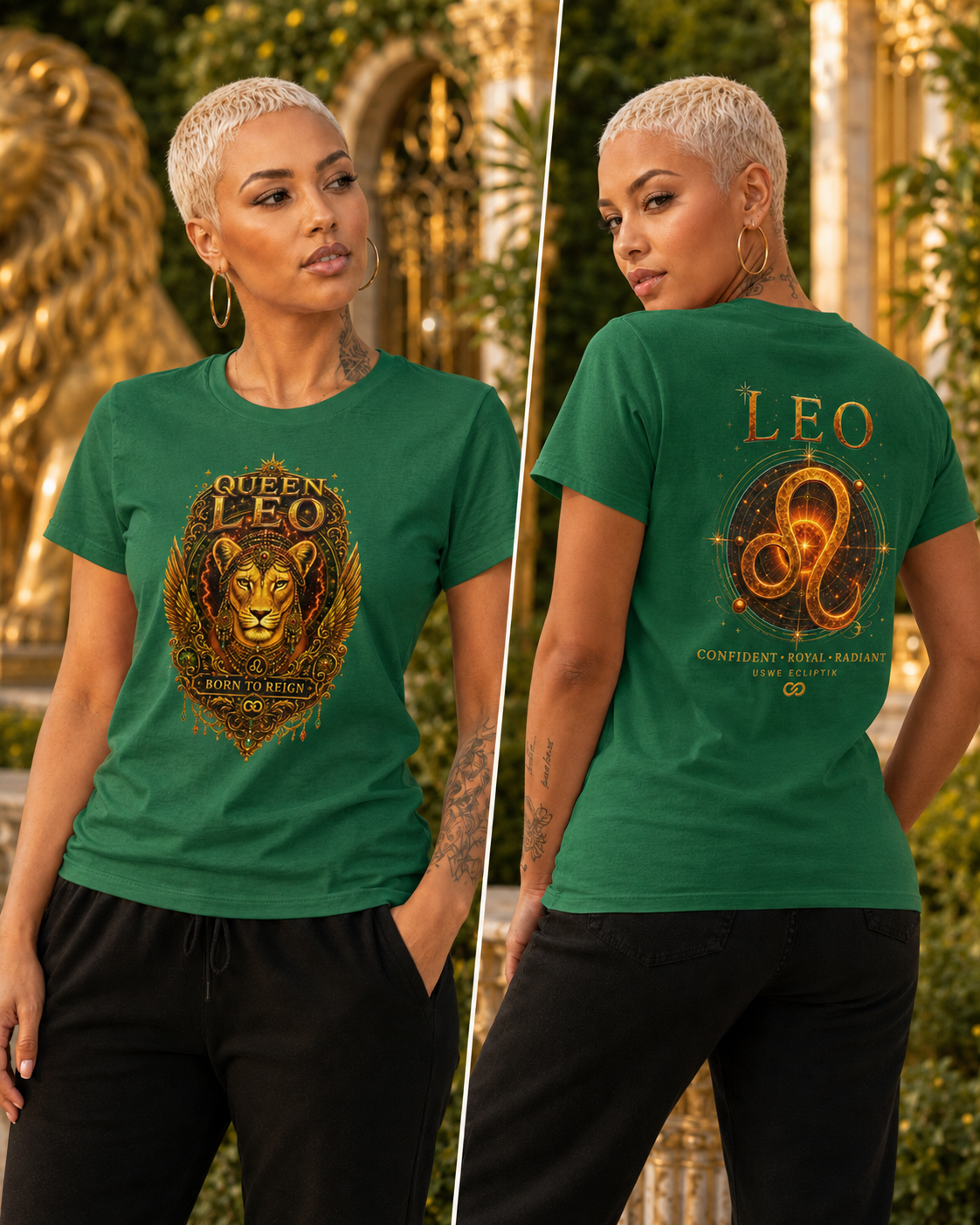 Queen Leo Born To Reign T‑Shirt USWE Ecliptik (Confident • Regal • Radiant)